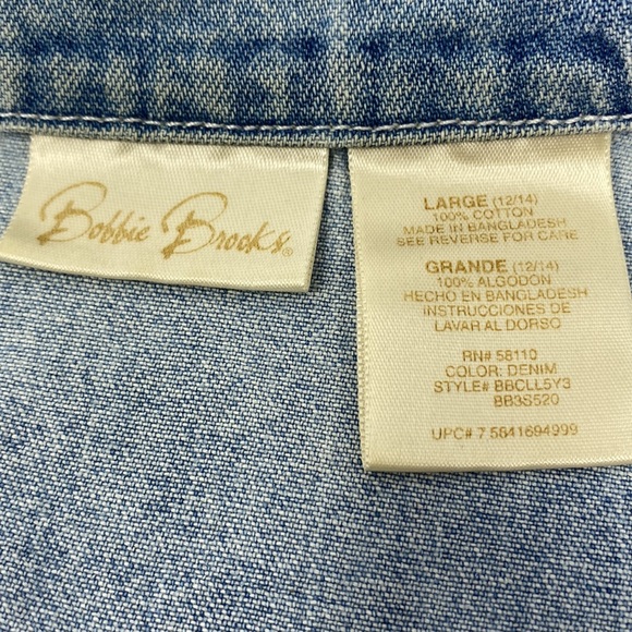 Bobbie Brooks Denim Floral Embroidered Button-Down - Picture 5 of 6